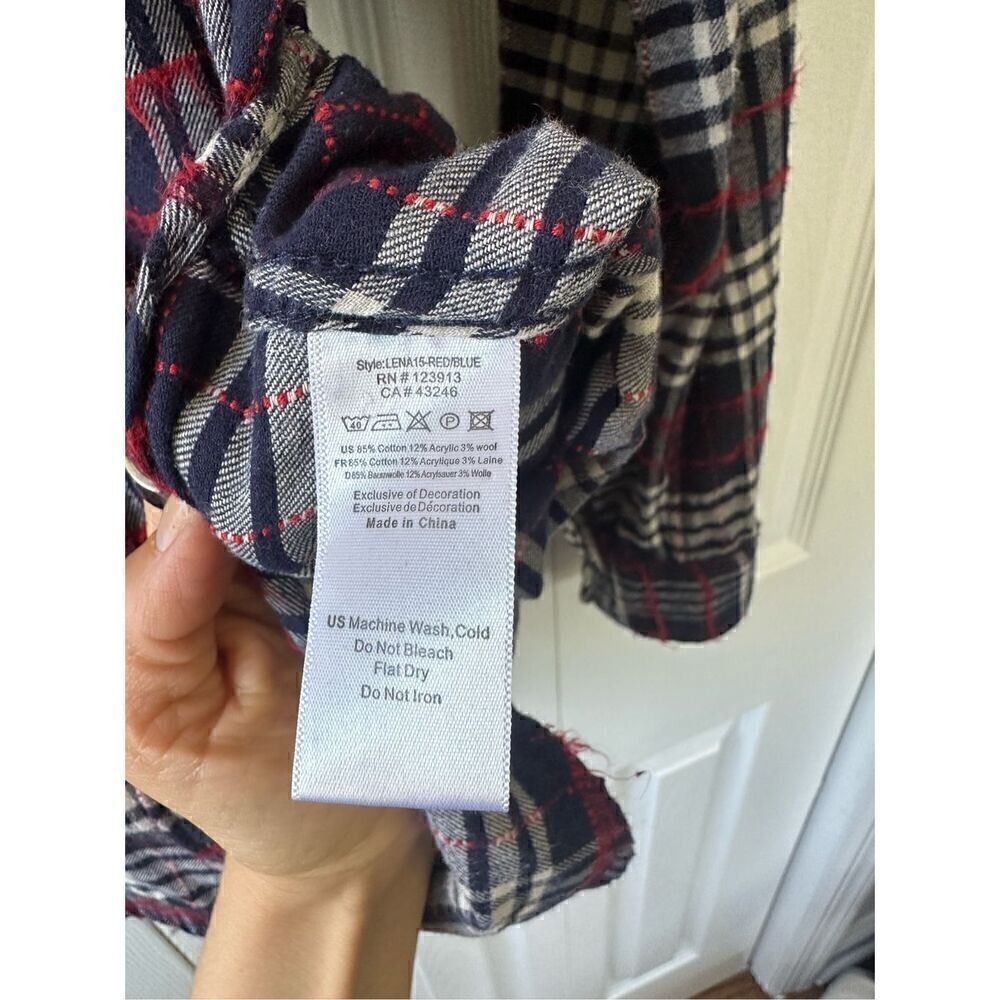 Jachs Girlfriend Lena Plaid Flannel Distressed Button Down Shirt - Picture 8 of 8